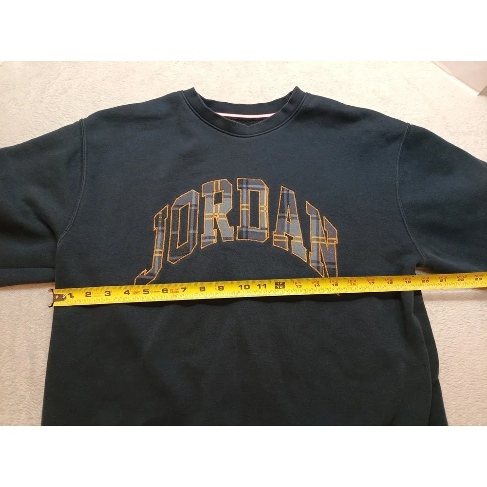 Jordan Mens Medium Black Sweatshirt Essential Holiday Plaid Air Spellout